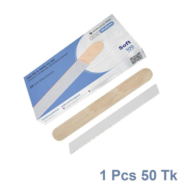 Staleks Pro Papman Pack of 25 Disposable Files with Wooden Base Soft Foam Eco Paper