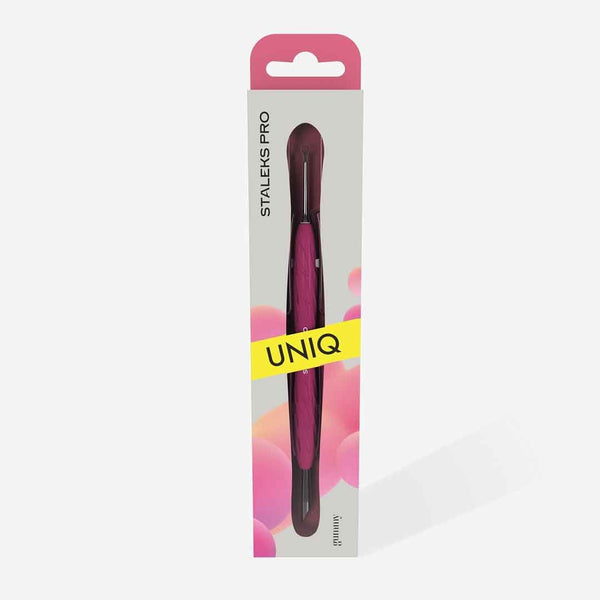 Manicure pusher Gummy with silicone handle UNIQ 11 TYPE 2 (beveled and loop pusher) PQ-11/2