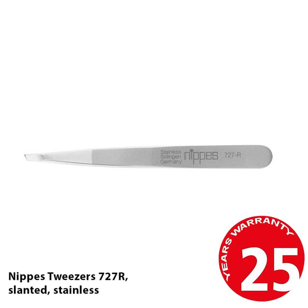 Nippes Tweezers 727R, slanted, stainless