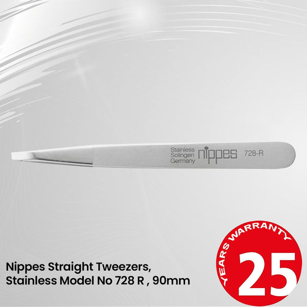 Nippes Straight Tweezers, Stainless Model No 728 R  , 90mm