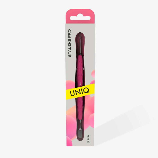 Manicure pusher Gummy with silicone handle UNIQ 11 TYPE 1 (straight flat and loop pusher)