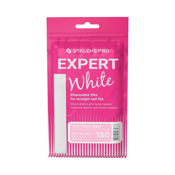 Disposable white files for straight nail file on a soft foam layer EXPERT 20 / 180 grit (30 pcs