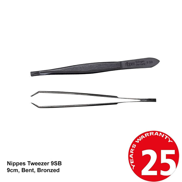 Nippes Tweezer 9SB – 9cm, Bent, Bronzed