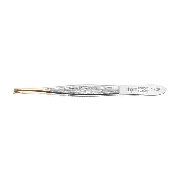Nippes Tweezers 9SGP, angled, gold-plated