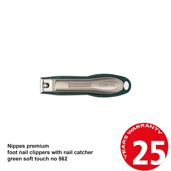 Nippes Premium Foot Nail Clippers With Nail Catcher Green Soft Touch No 562